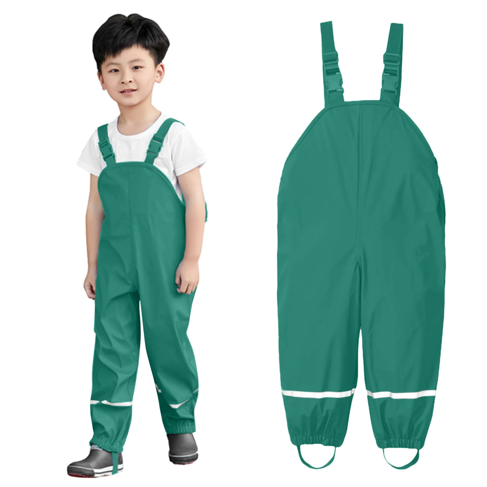 Children Waterproof Rain Pants Toddler Kids Rain Dungarees Windproof Mud Jumpsuit ClothesNylon Stylish Girls Rain Wear