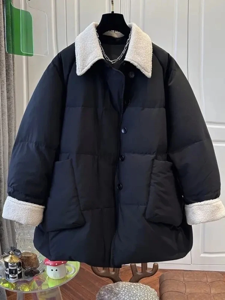 

Модная зимняя женская утепленная куртка с флисовой подкладкой, воротником-стойкой, из хлопка, в корейском стиле, для повседневной носки, с длинными рукавами