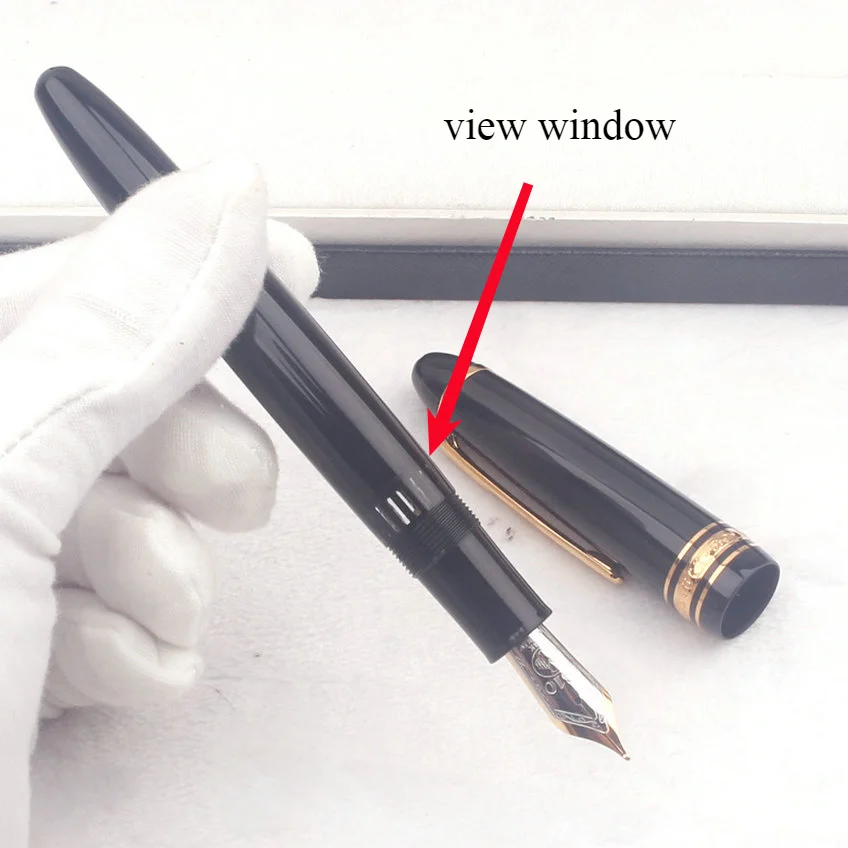 Luxury Msk MB 149 Review Piston Filling Fountain Pen Gold Plated Rings Filling Calligraphy Pens Via Inkwell with Serial Number