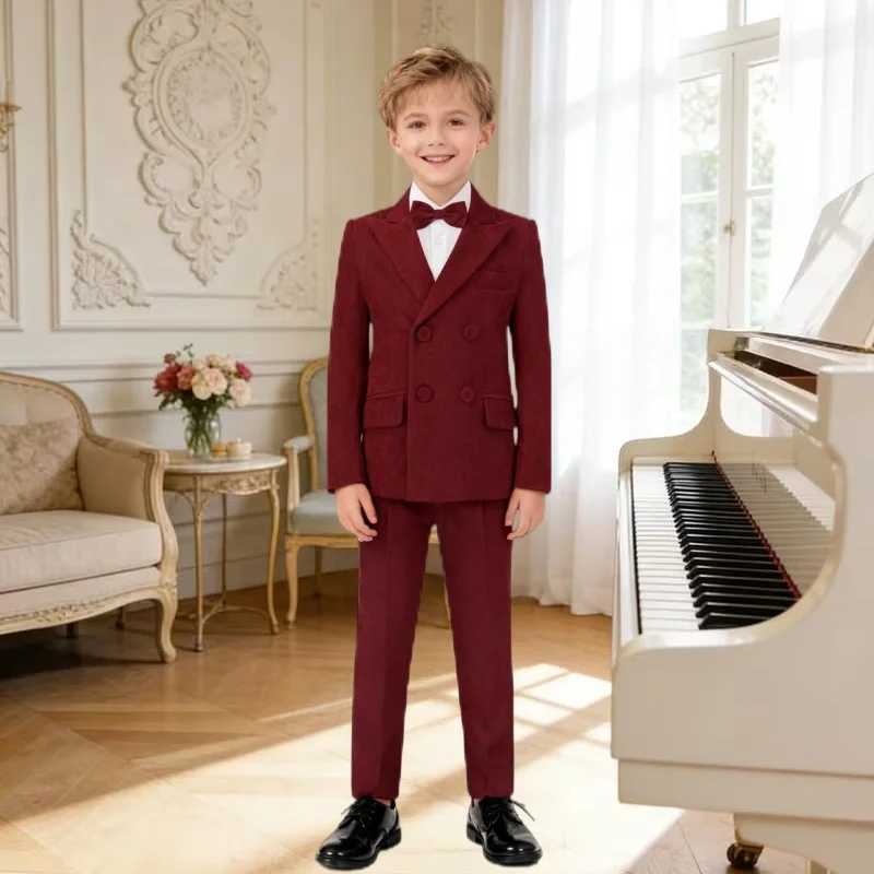 Children's Suit Set Autumn Winter Fashion Handsome Boy Event Hosting Catwalk Performance Costume Flower Boy Formal Wear