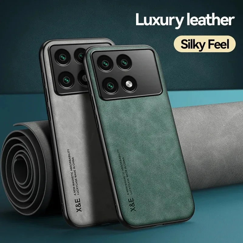 Sheepskin Magnetic Case For POCO X6 X5 Pro X4 GT X3 NFC Couqe For POCO F6 Pro F5 F4 F3 M5S M4 M3 Shockproof Leather Phone Cover