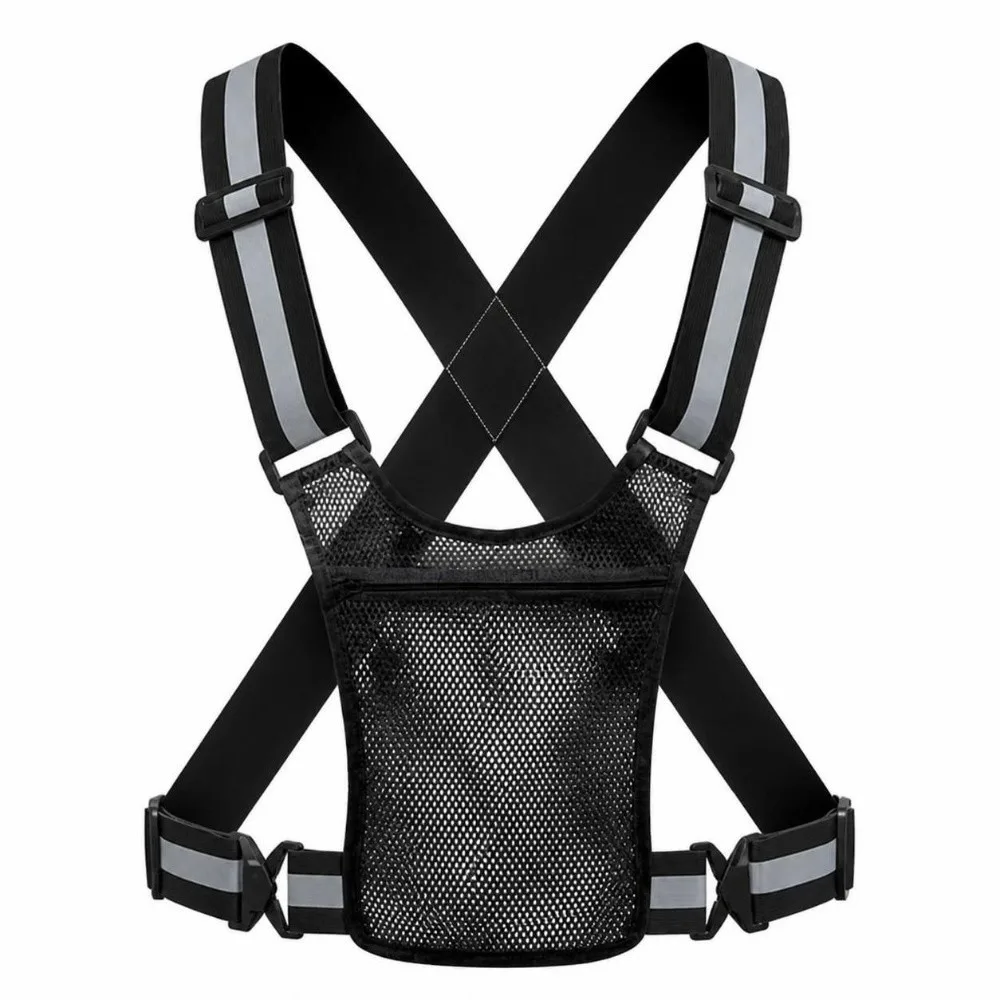 Adjustable Elastic Reflective Safety Vest with Pockets Reflective Strips Hi Vis Vest Breathable High Visibility