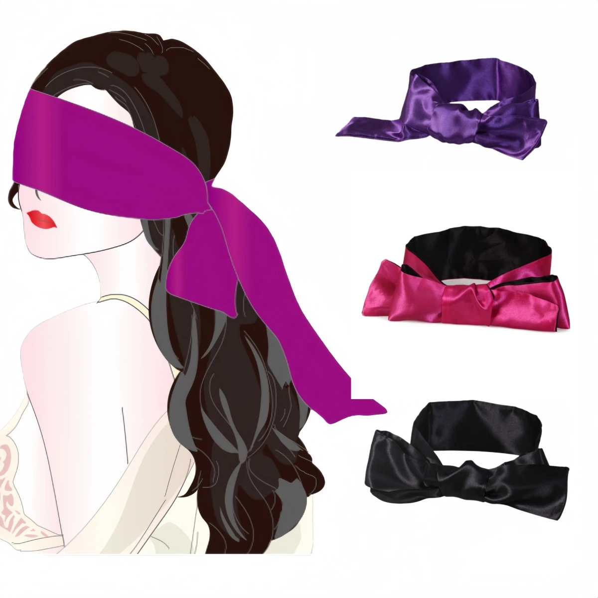 

Black Satin Silk Sleep Eyes Mask Sexy For Women Men Eye Cover Cute Blindfold Ribbon Surprise Gift SexSet Couple Games Love Cospl