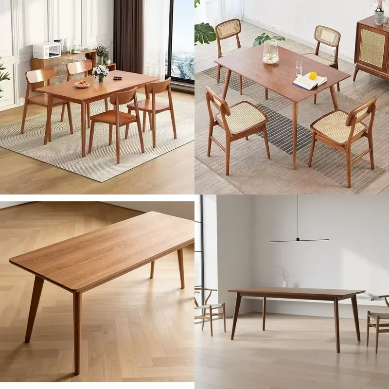 Modern Nordic Minimalist Solid Wood Rectangular Dining Table Durable Home Furniture for Living Room & Hotel Use