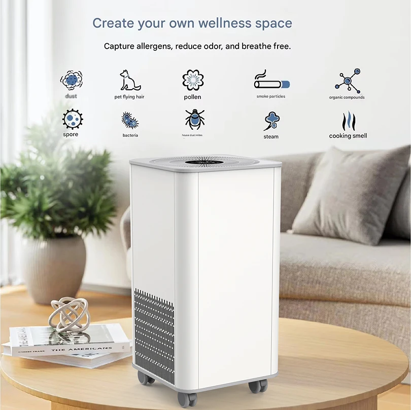 New Product Air Purifier 6-layer purification module Household Indoor Pet Smoking in Addition Negative ion Release Purifier