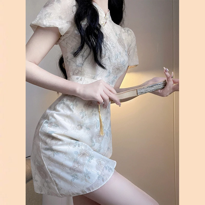 

Ele Floral ort Qipao Dr for Women Reformed Chinese Sle Tea Break Skirt High End Aosphere Lady Godd Feeling