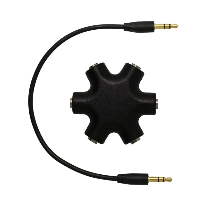 5 Port 3.5mm Music Splitter for Multiple Device Sharing Sound Transmission 77JC