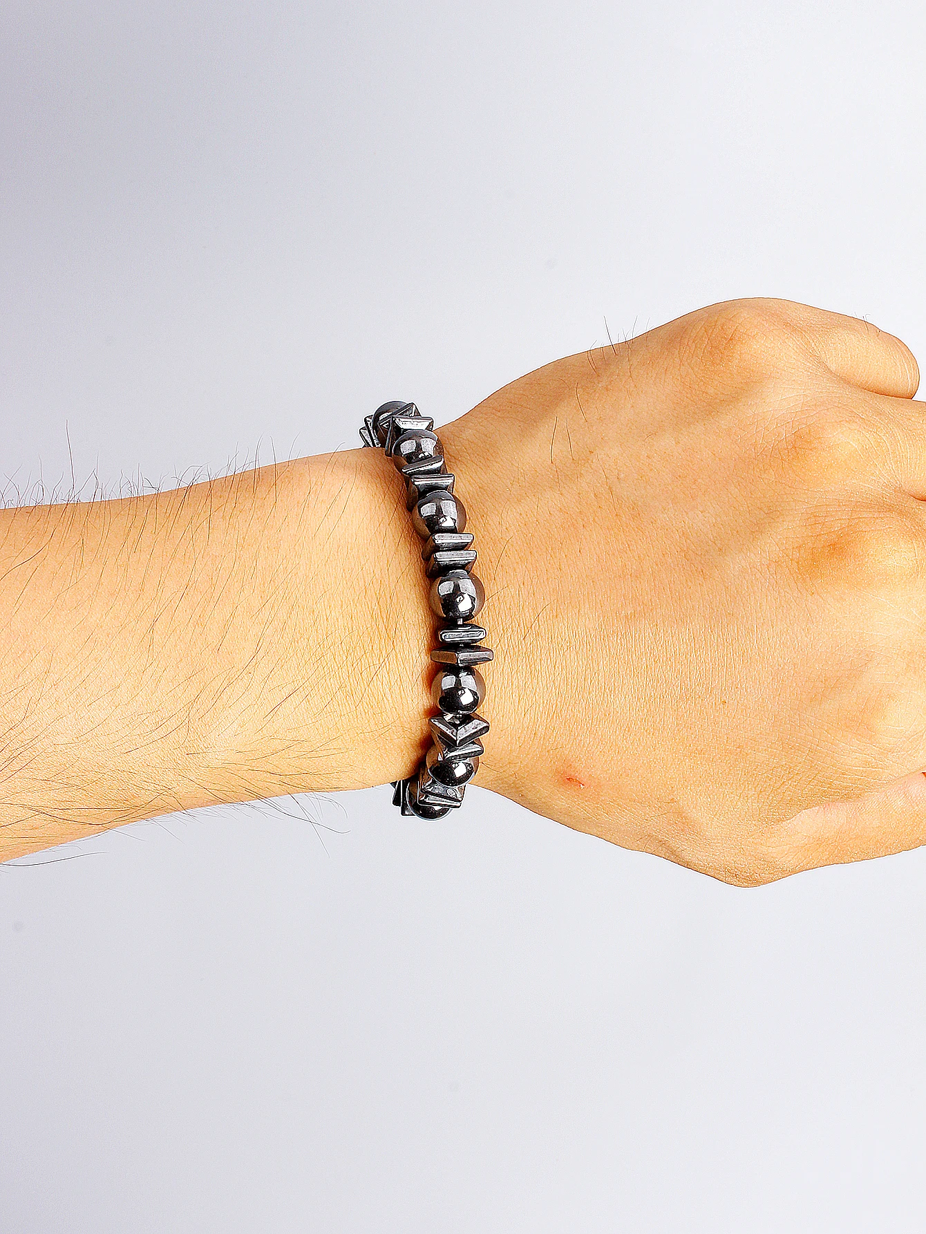 Hematite Bracelet Natural Stone Beaded with Hematite Beads & Chips for Vigour & Protection & Strength & Grounding Unisex Jewelry