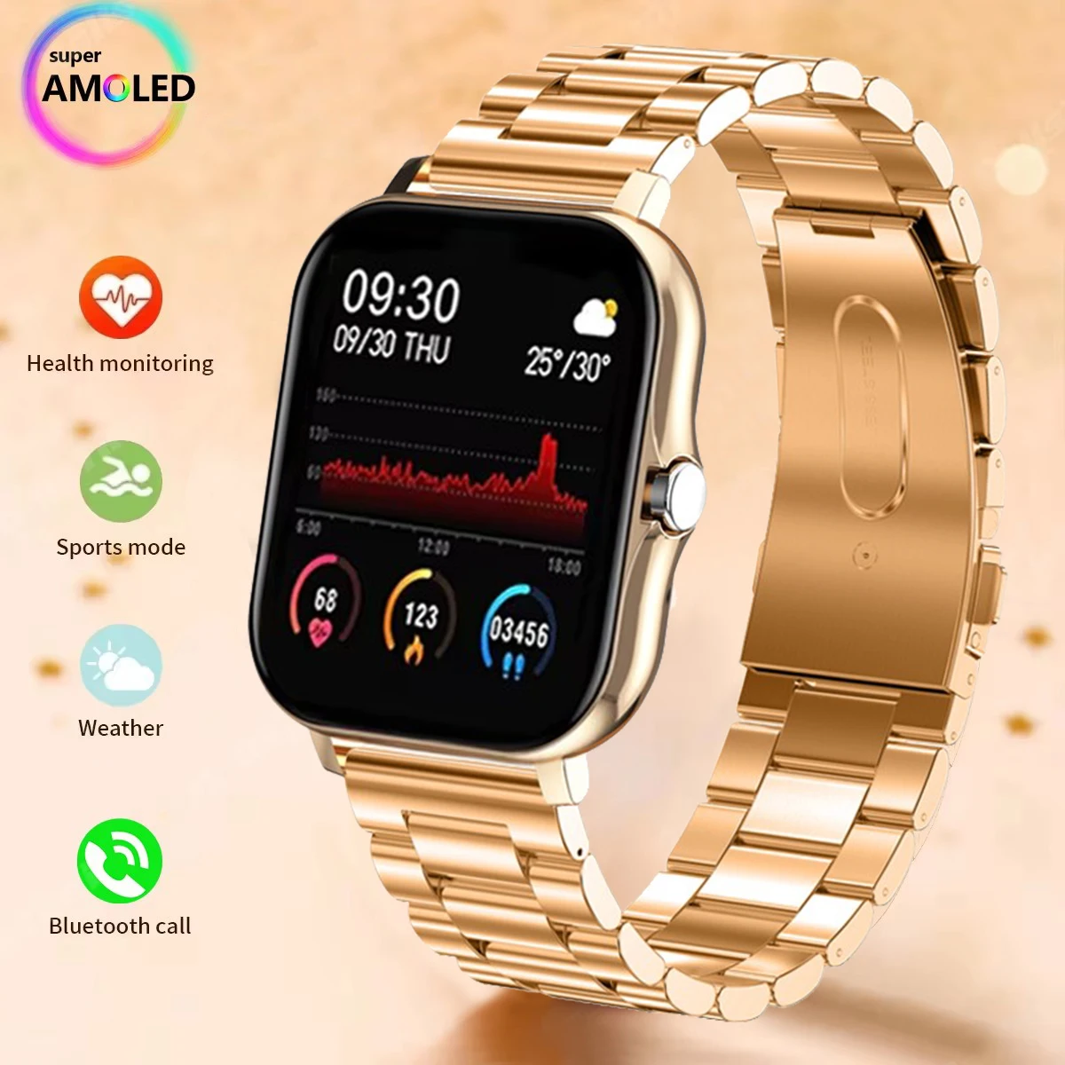 

LIGE Luxury Steel Bracelet Smart Watch Women Bluetooth Call Blood Pressure Sport Fitness Waterproof Smartwatch reloj inteligente