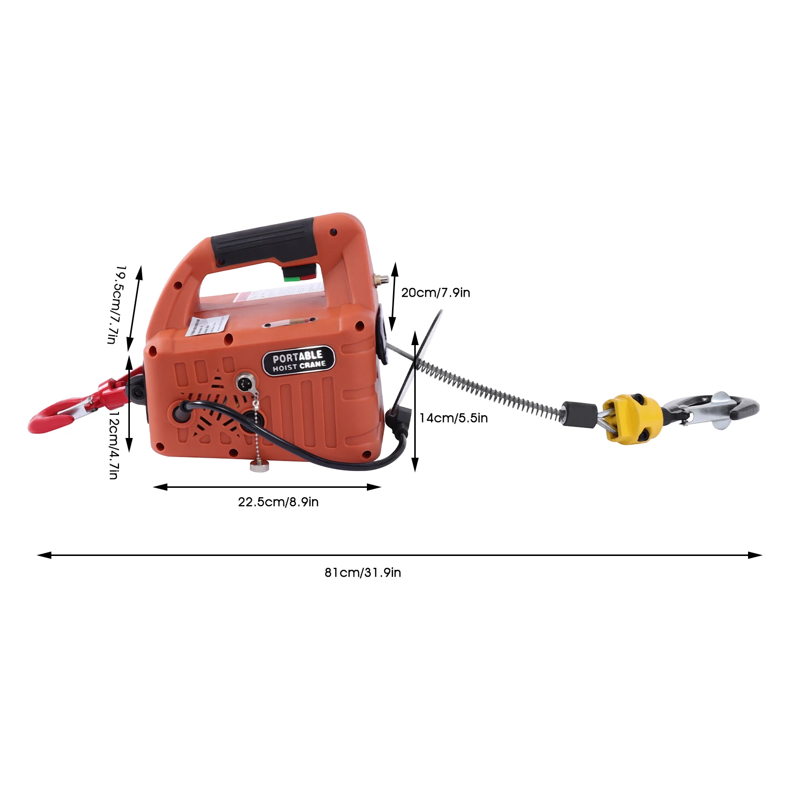 Guincho elétrico 3 em 1, 660lbs, 1500w, motor de cobre puro, com fio/sem fio, guindaste de elevação com controle remoto para barco, carro, garagem