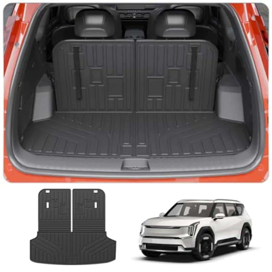 

Cargo Mat Compatible with 2024 2025 2026 Kia EV9 Trunk Mat Cargo Liner TPE All Weather Back Seat Cover Protector 3rd Row Trunk