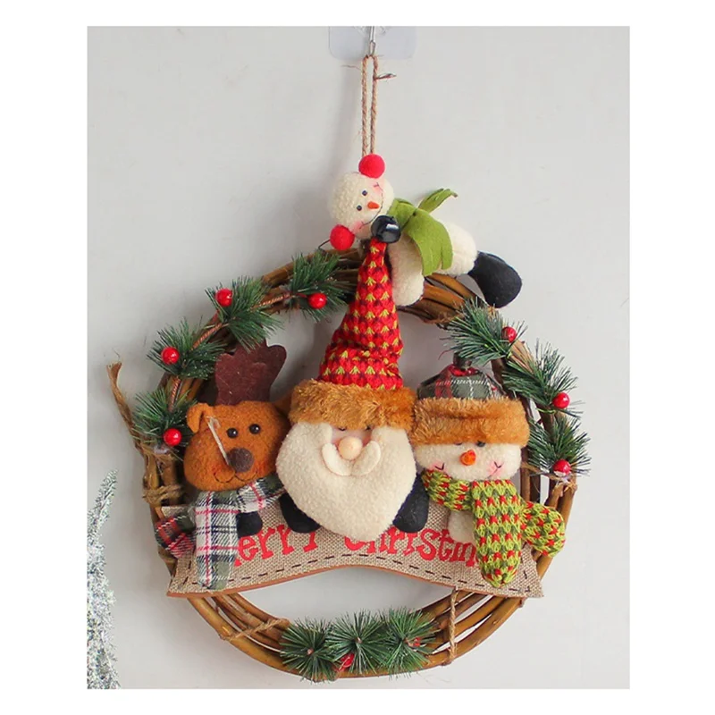 A59E-Weihnachten Santa Kranz Weihnachten Kränze Zeichen Weihnachtskranz Weihnachtsdekorationen für Haustür