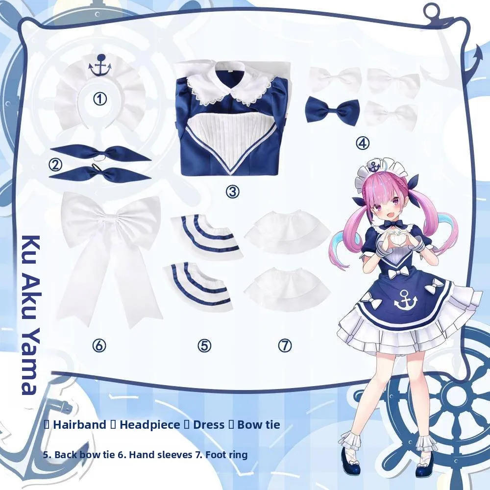 

Hololive Akuyaku Cosplay Costume Virtual Broaasters loween Role-plang Women's Clothing Sailor Outfit Stage Performance
