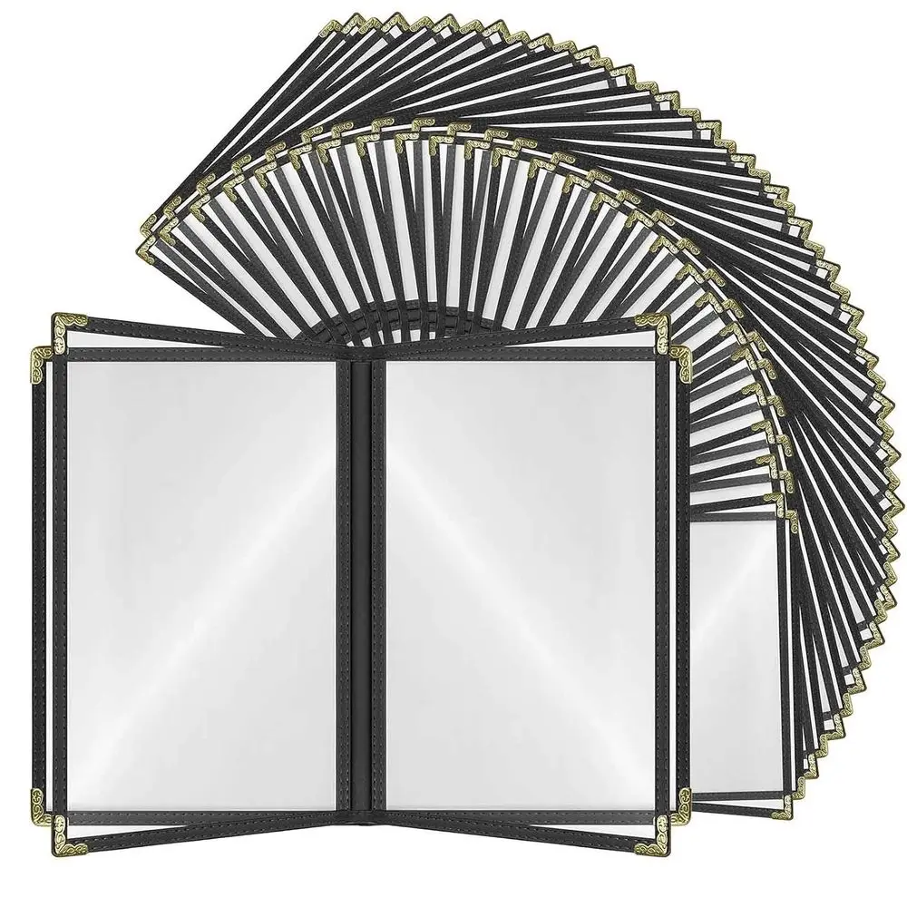 Goodsmart Restaurant Menu Covers – 25 Pack Black 8-View Booklet 8.5