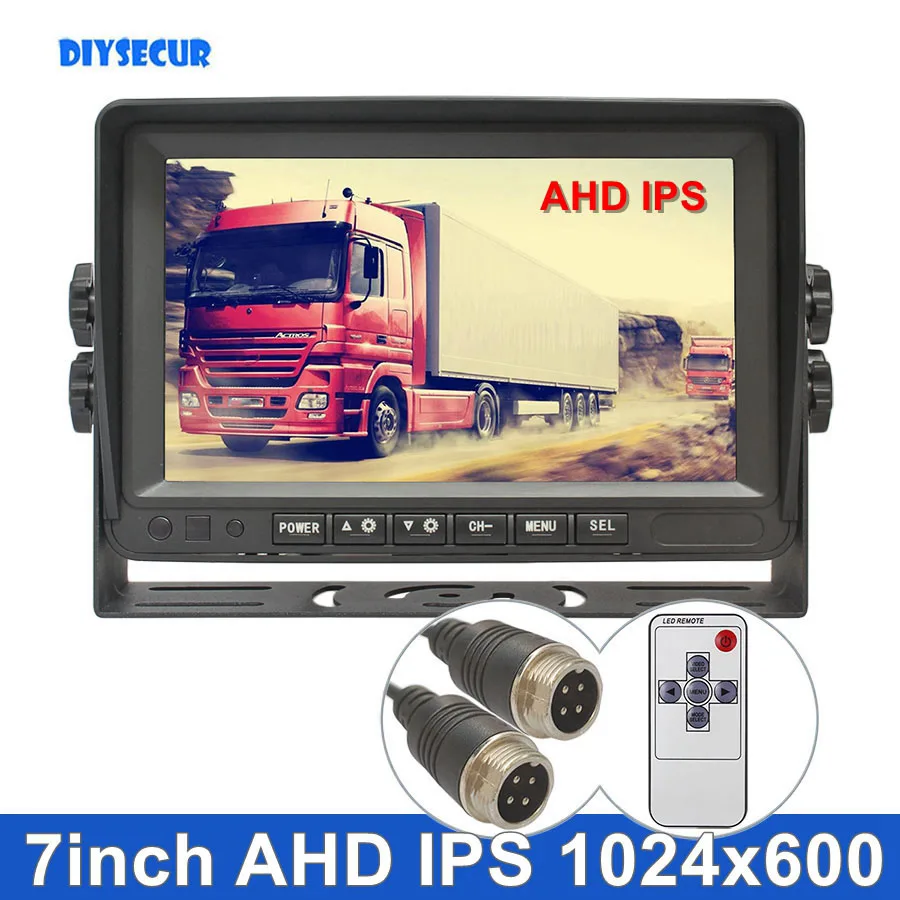 DIYSECUR 7inch AHD IPS Screen Car Monitor Rear View Monitor Support 720P 1080P AHD Camera 4PIN Video Input for Car Truck Bus RV