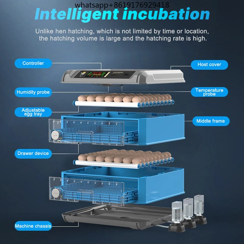 حاضنة بيض الدجاج الأوتوماتيكية آلة ABS ذات الطراز الجديد لـ 256 بيضة للاستخدام المنزلي وتفريخ الديك الرومي