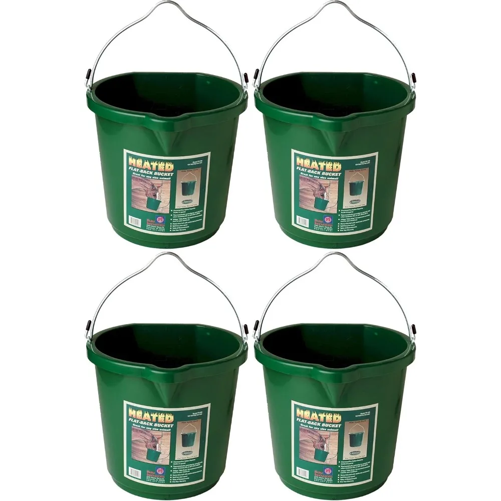 Heated Water Bucket 5 Gallon 120W Flat Back Plastic Bucket with Cord Storage for Livestock Animals