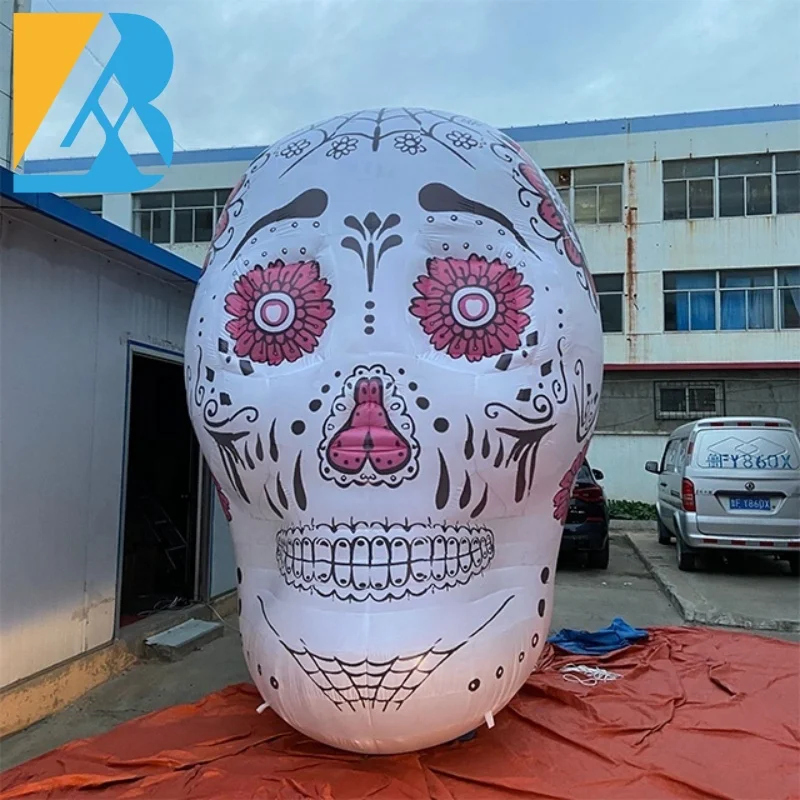 Crânio inflável gigante para brinquedos ao ar livre, evento personalizado, decorativo, Halloween