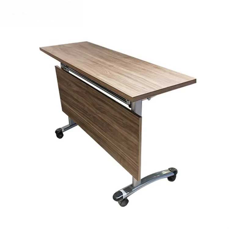 

Portable Simple Movable Foldable Iron Metal School Meeting Room Desk Conference Training Computer Study Table Desk With Wheels