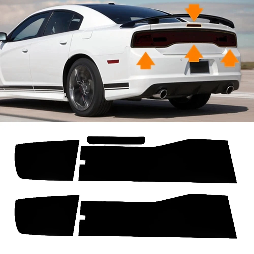 5pcs Tail Light Tint Vinyl Blackout Film Precut Overlay For 2011-2014 Dodge Charger T