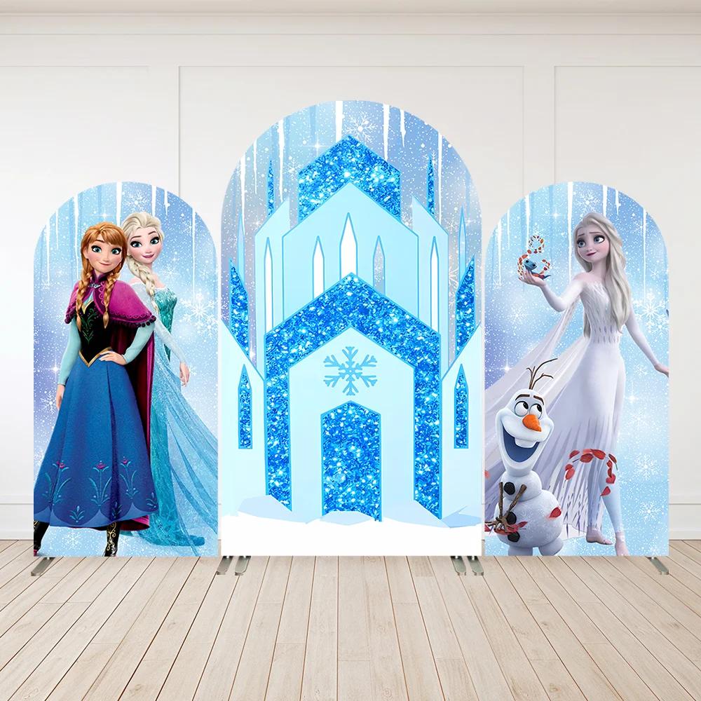 

Frozen Princess Arch Cover Backdrop for Girls Birthday Decoration Castle Anna Elsa Baby Photo Background Chiara Wall Banner