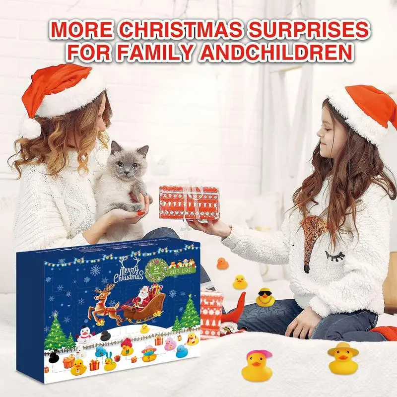 Advent Calendar 2024 Christmas Rubber Ducks 2024 Christmas Countdown Calendar Rubber Ducks Shower Toy 24 Days Christmas Calendar