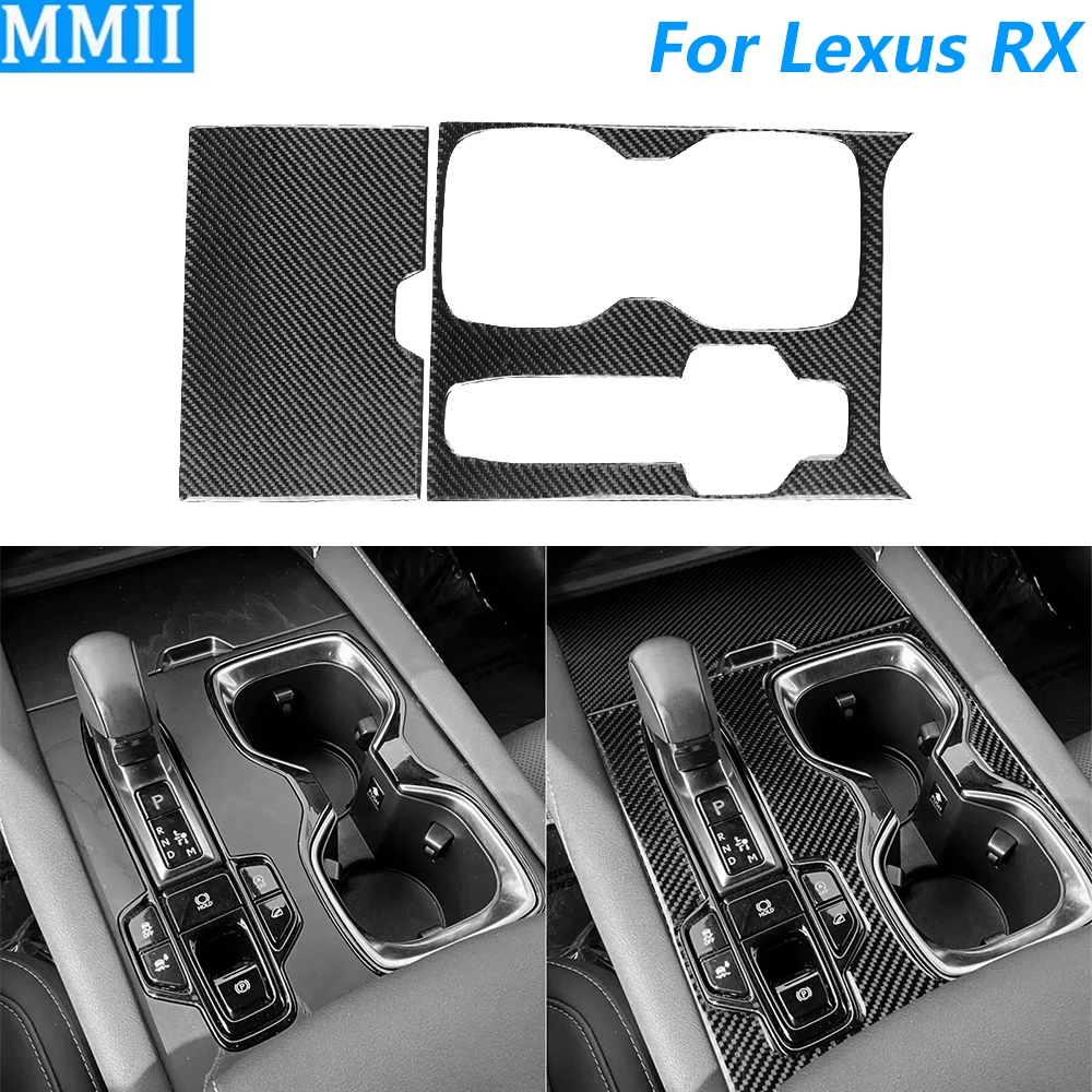 For Lexus RX RX300 RX350h RX500h 2023-2026 Carbon Fiber Central Control Gear Shift Storage Box Trim Set Car Accessories Sticker