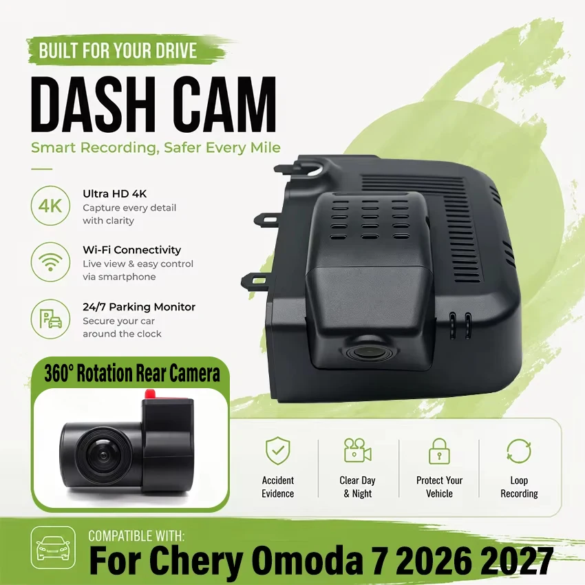 Dedicated DashCam For Chery Omoda 7 2026 2027 For Omoda7 4K UHD 2160p Car DVR Plug and play Dash Cam Wifi Camera Video Wireless