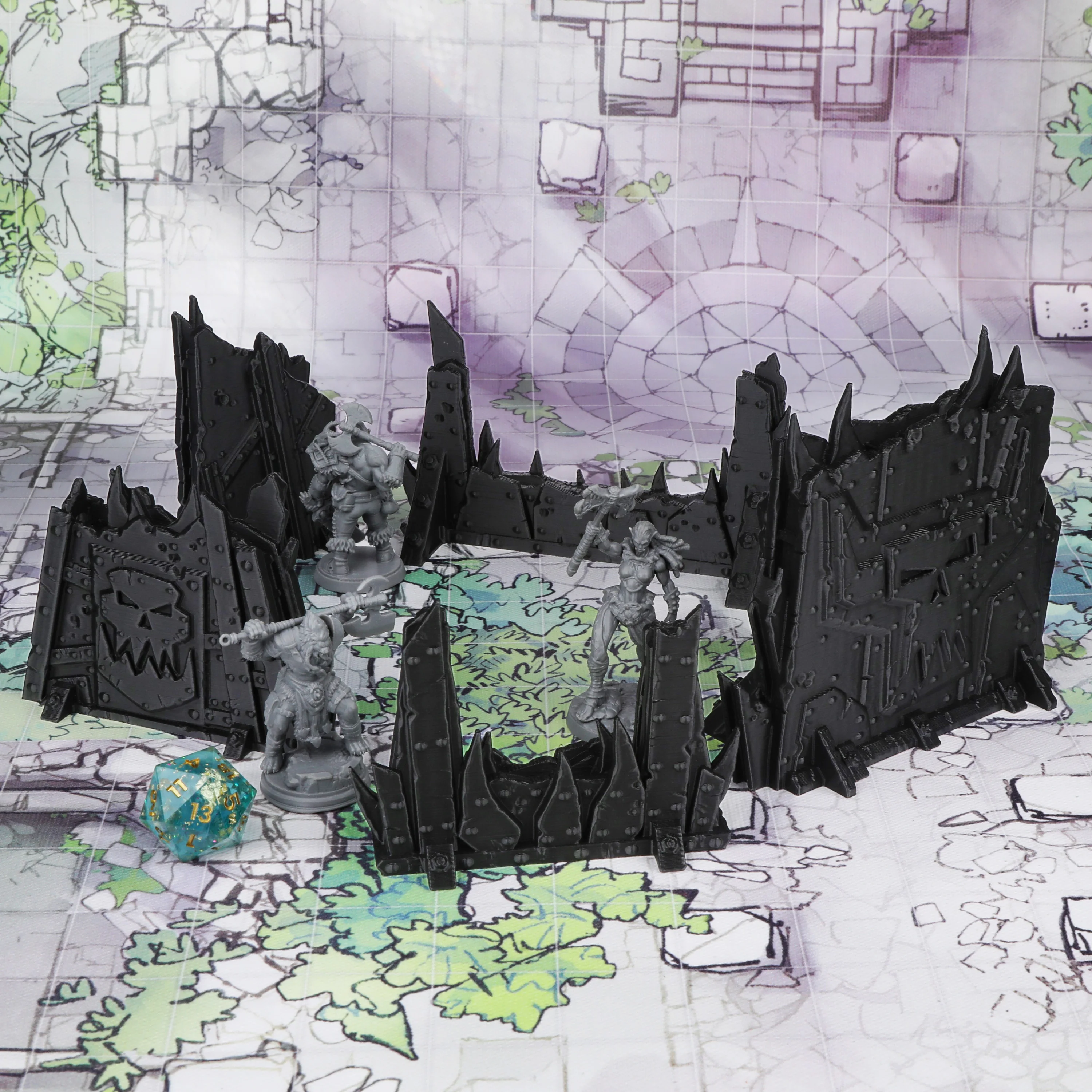 Sci-Fi Barricade Terrain Set, Modular Defensive Barriers for RPG Tabletop Miniatures, Wargaming and Diorama Scenes