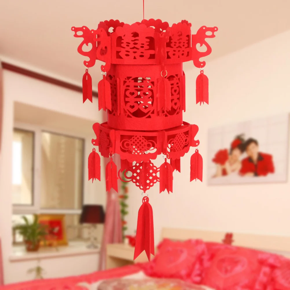 

2 PCS Decoration Light Chinese Hanging Lanterns Red Festive Spring Festival