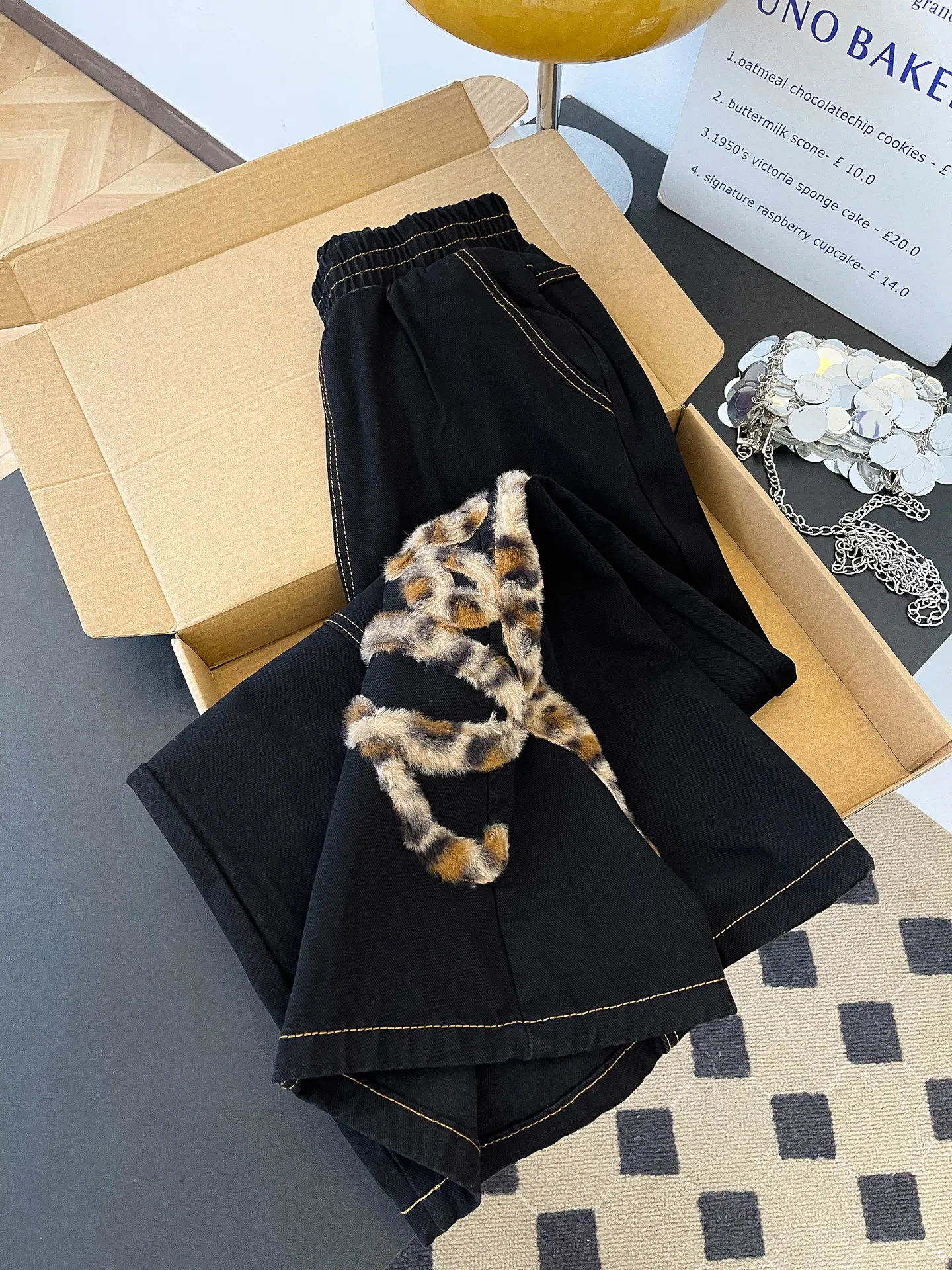 

Американские джинсы в стиле High Street с леопардовым принтом и пэчворком, женские, свободные, прямые, с высокой талией, широкие брюки в стиле Lazy Sle