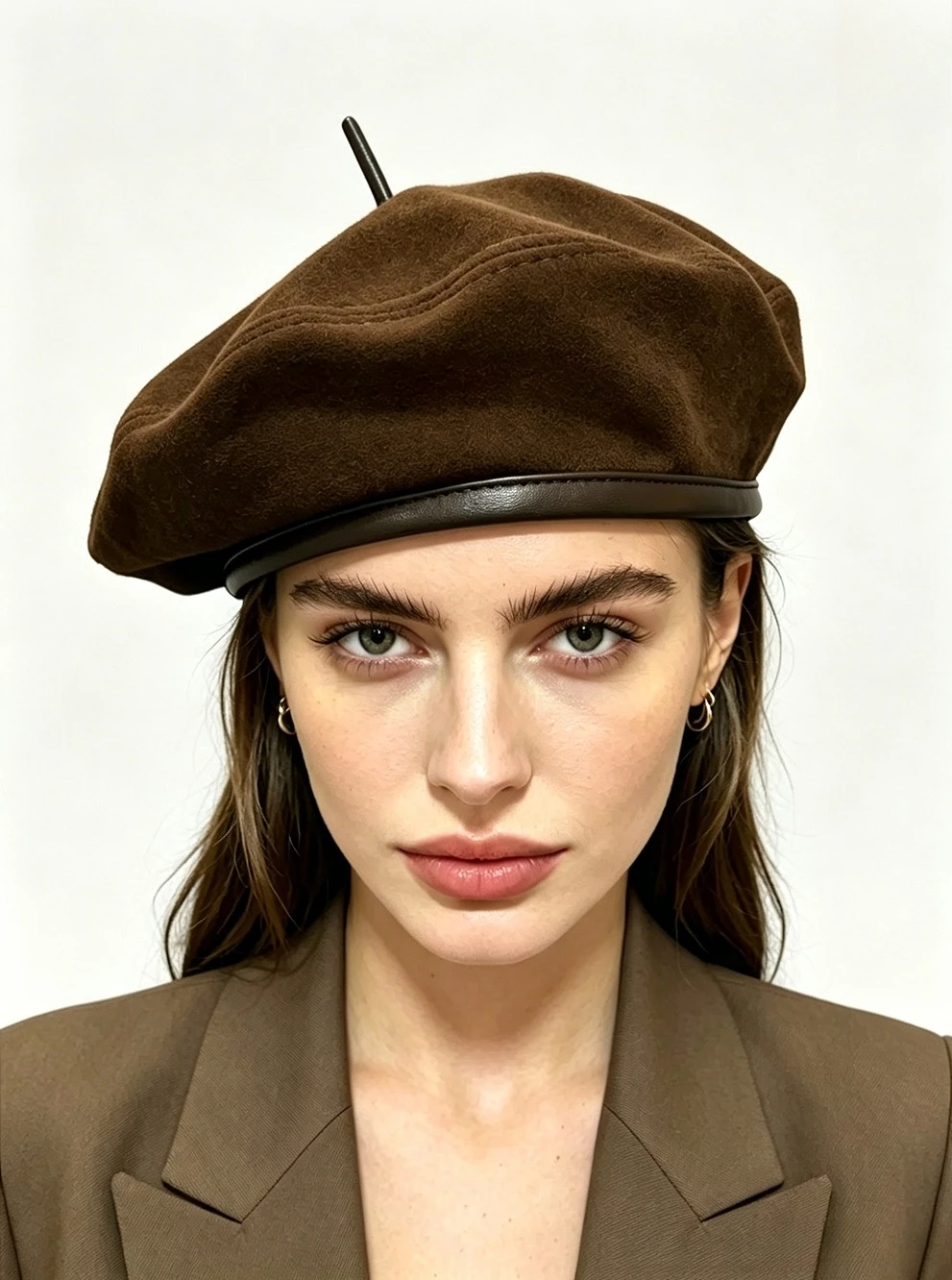 Fashion Real Retro Suede Leather Beret Hat brown/Black Women Fashion European Pumpkin Painter Caps Female  boina masculina
