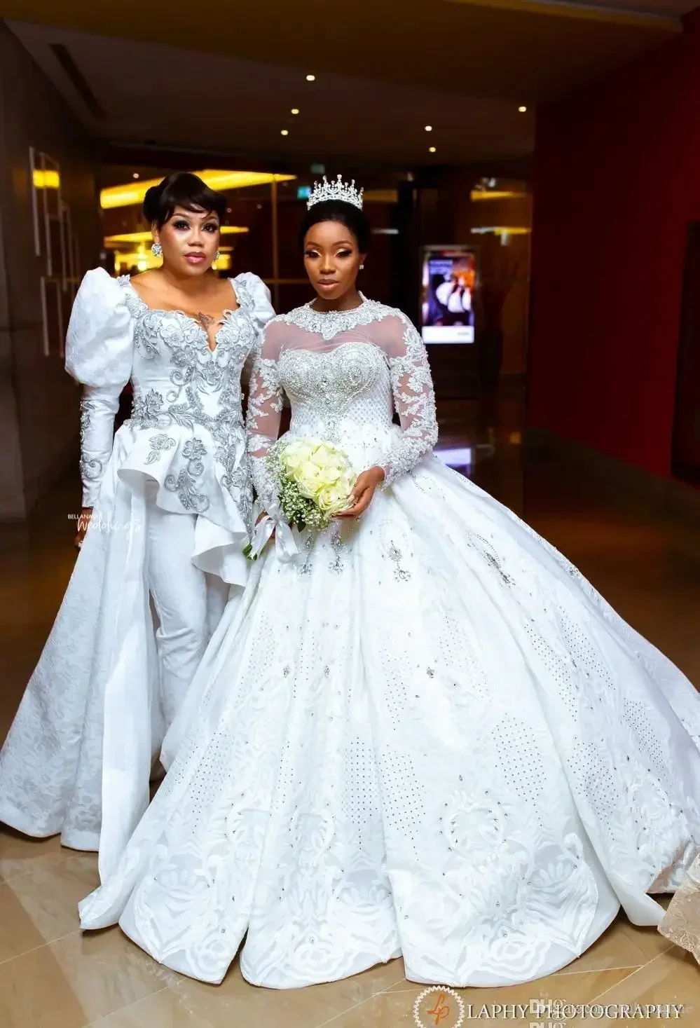Suknie ślubne Aso Ebi na zamówienie, w stylu arabskim, plus size, luksusowe, koronkowe, seksowne, zdobione kryształkami, z długimi rękawami, Shee