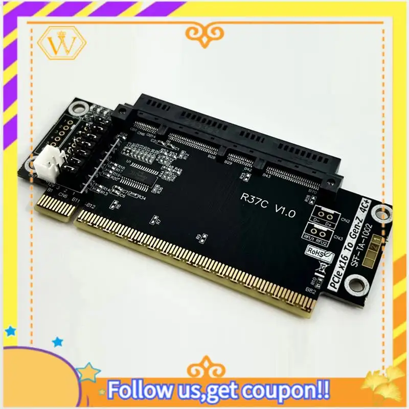 Latest-512Gbps Pcie 5.0 X16 To 4C+ Riser Card 4C+ Expansion Testing Protection Adapter Card EDSFF Server GEN5 16X Extender