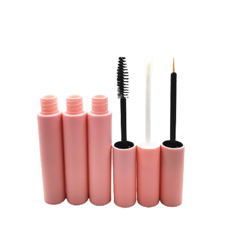 

10pcs25pcs50Pcs Lipgloss Tubes Matte Pink Plastic Eyeliner Eyelash Glue Bottle 3ml Round Empty Mascara Wand Tube with Brush