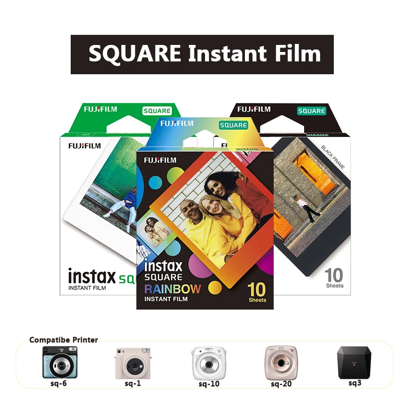 10 Sheets Original Fujifilm Instax Square White Edge Film For SQ1/SQ6/SQ10/SP-3/SQ20 Hybrid Cameras Rainbow/Starry Sky/Black