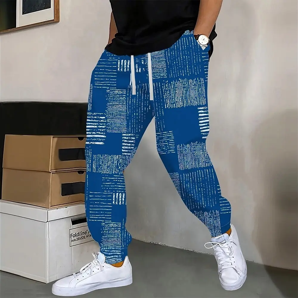 بيزلي كتلة الألوان الرسومات السراويل الرجال جيوب جانبية مطاطا الرباط Sweatpants ركض السراويل بناطيل كاجوال خريف شتاء