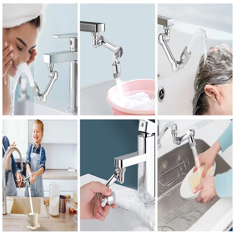 1080° Universal Rotation Faucet Sprayer Head 22/24mm Adaptor Washbasin Faucet Extender Aerator Bubbler Nozzle Kitchen Tap