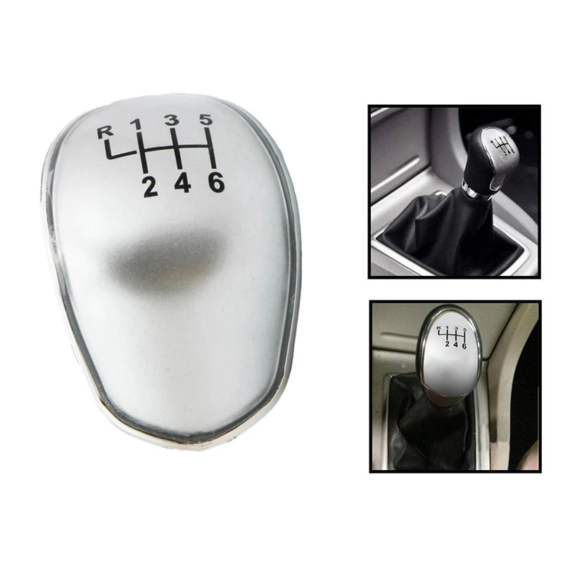 Carro manual de engrenagem Shift Knob Cap, Capa para Ford Focus 2, MK2, FL, MK3, MK4, MK7, Fiesta, Prata, 6 velocidades