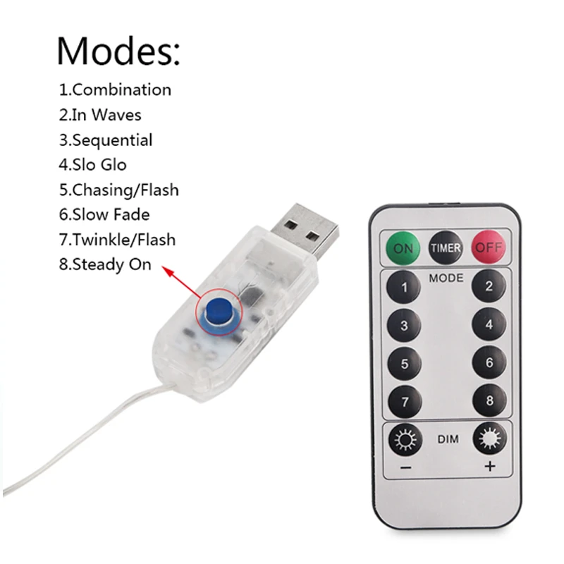 10M 20M Led Copper Wire String Light USB Power 8Mode Remote Control Fairy Garlands For Wedding Christmas Decor