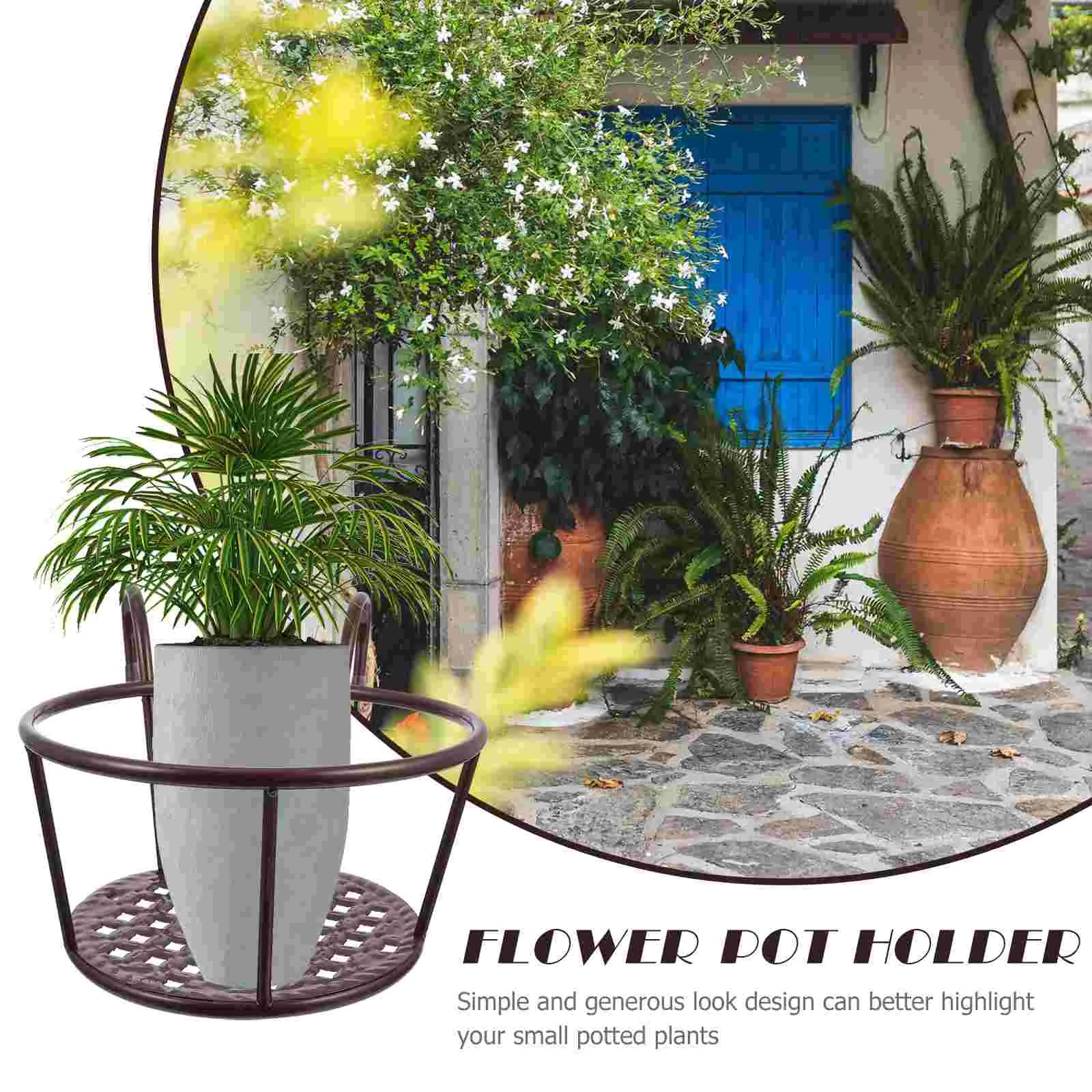 2 PCS Flower Pot Stand Indoor Plant Flowerpot Racks The Fence Garden Indoor Plant Standing Stands Iron Gardening Supplies