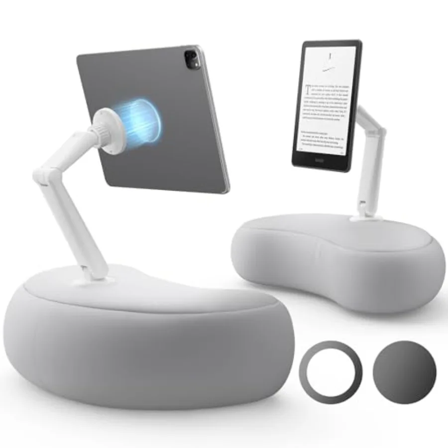 

SAIJI Kindle Pillow Stand Magnetic iPad Stand Compatible with Kindle Tablet iPad iPhone 360 Tablet Holder for Bed with Ergonomi