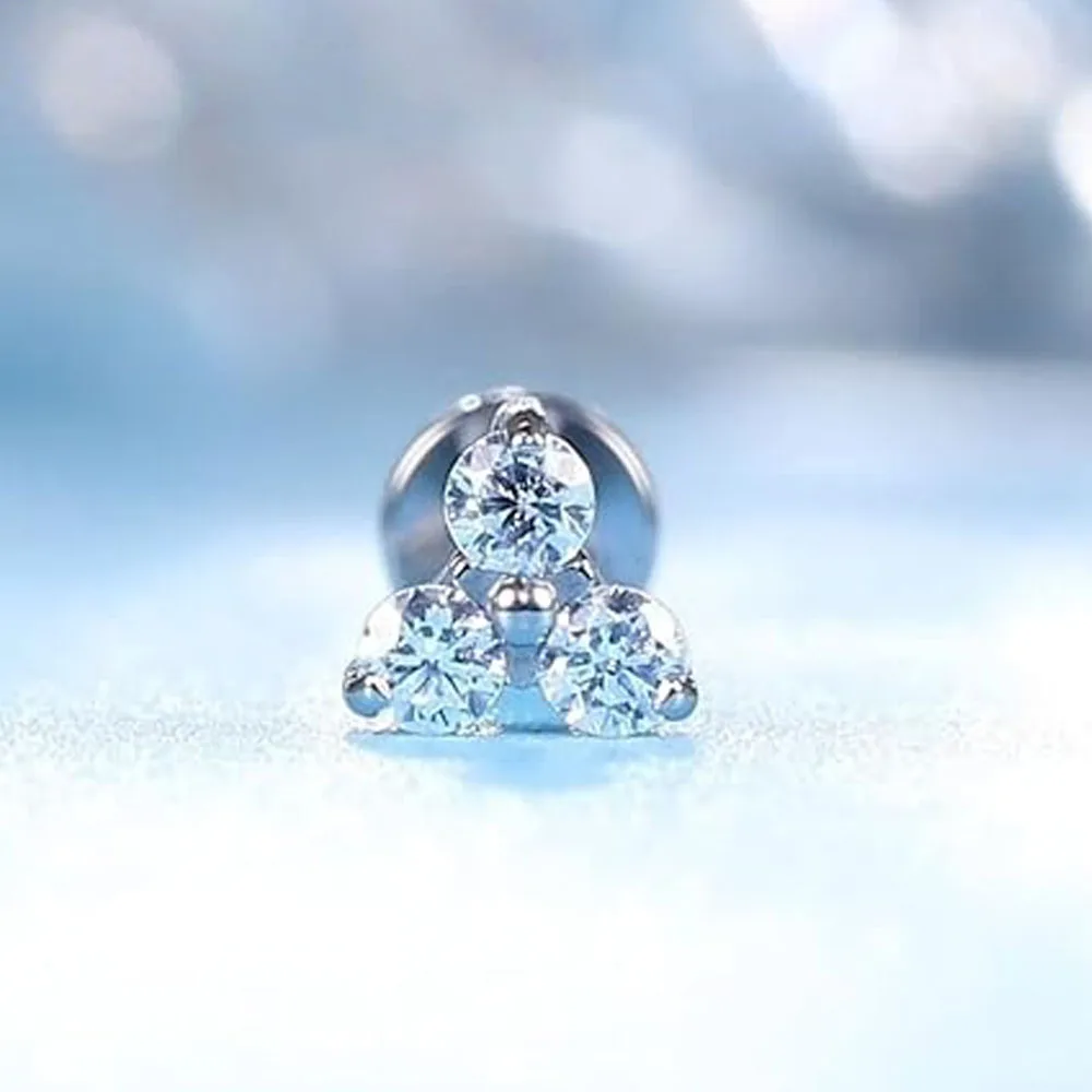 ASTM F136 التيتانيوم 16 جرام الثلاثي تشيكوسلوفاكيا أوبال الغضروف اللولب القرط الثالوث تشيكوسلوفاكيا الزنمة مسمار محارة شفة ثقب المجوهرات