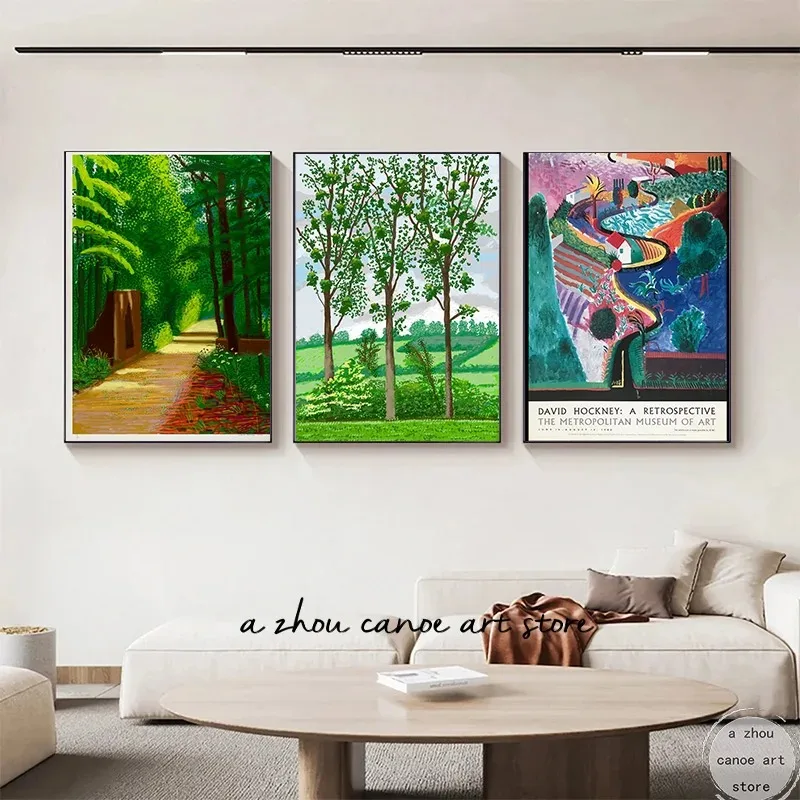 David Hockney Artwork The Arrival of Spring Sunflower Landscape Art Poster Canvas Painting Wall Print Picture Home Decor