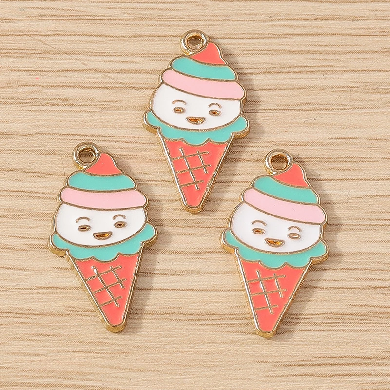 Tusember 10 Stück Niedliche Lebensmittel-Anhänger aus Emaille, Sommer-Eiscreme-Anhänger für Schmuckherstellung, Ohrringe, Halsketten, DIY-Zubehör – Detail 14