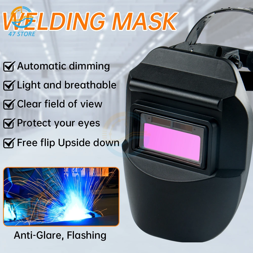 Welder Mask Welding Helmet Chameleon Large View True Color Solar Power Auto Darkening Welding Large For Arc Weld Grind Cut