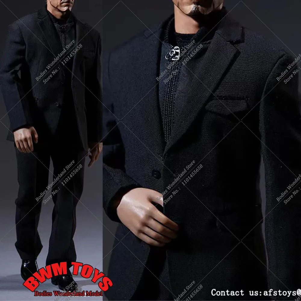 

AFS A016 1/6 Scale Male Casual Black Suit Coat Shirt Pants Shoes Glasses Accessories Fit 12'' BD001 Narrow Soldier Action Figure