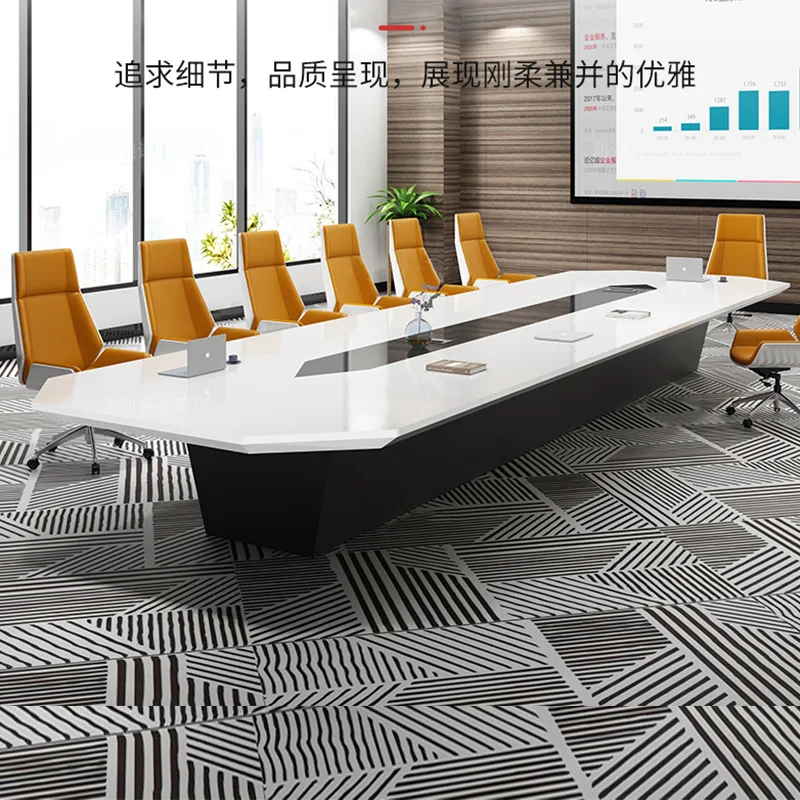 White paint conference table conference room training strip table negotiation