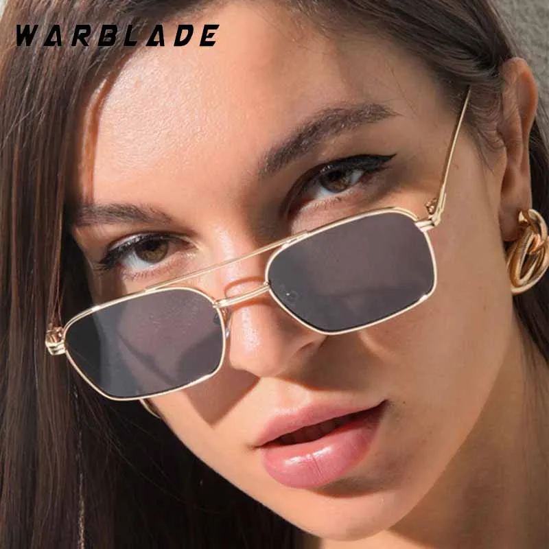 

Fashion Pilot Metal Double Bridge Small Square Frame Women's Sunglasses Outdoor Drive Men Sunglass Luxury Design Eyewear UV400