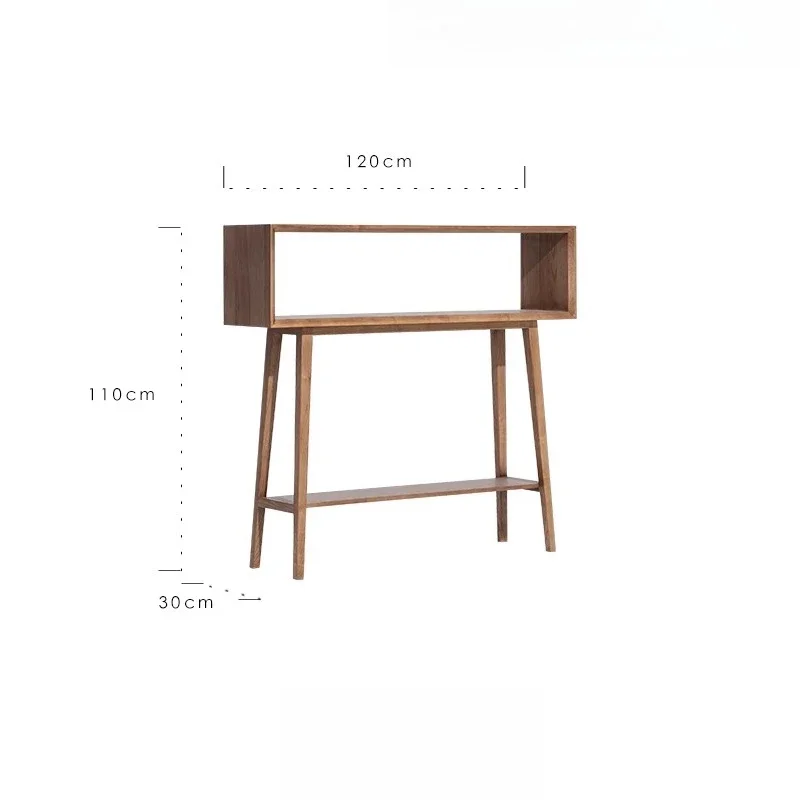 خشب الرماد الخشب الصلب، طاولة جانبية شفافة للشرفة، حقيبة رف المتحف، طاولة تخزين بطبقة مزدوجة #1